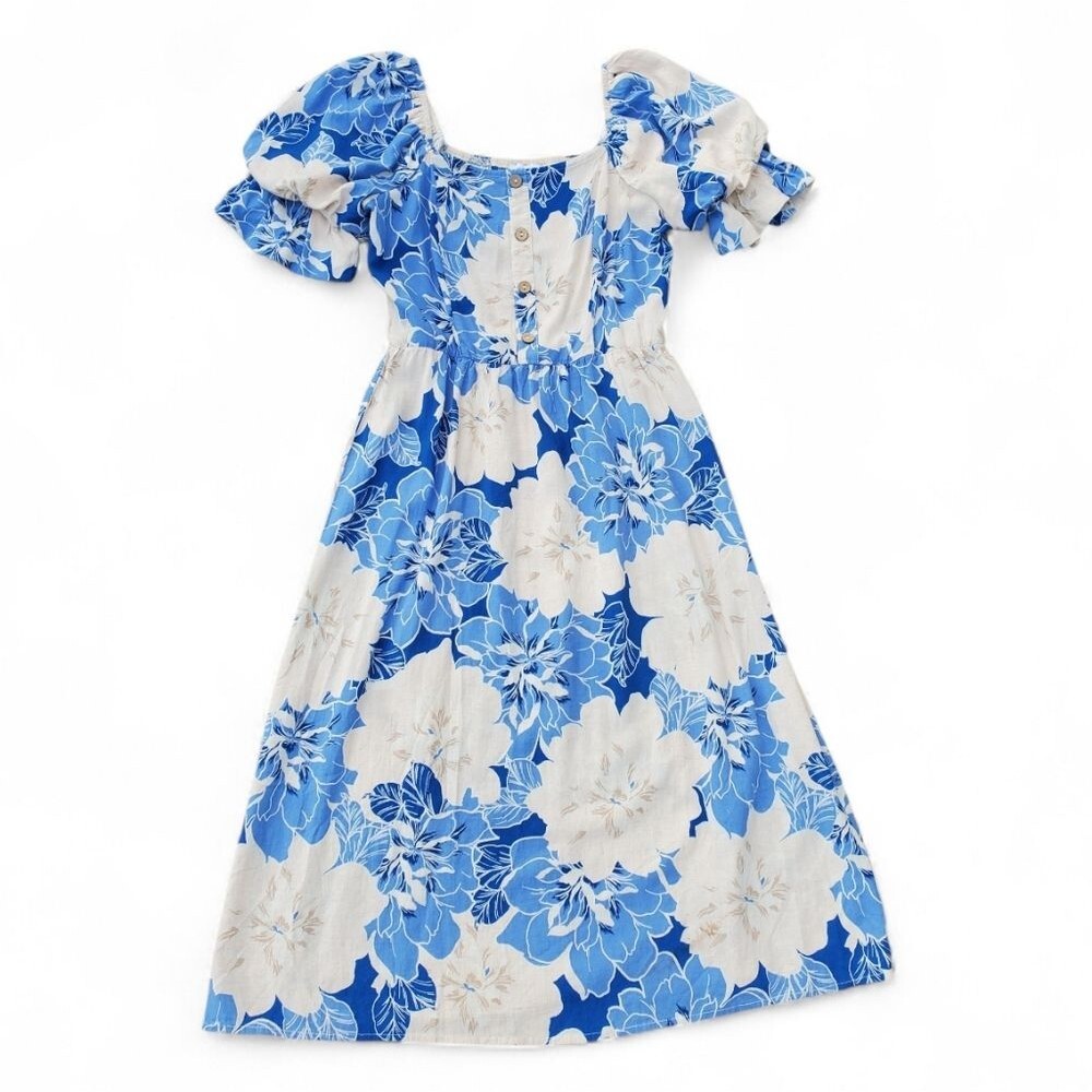 Luxology Medium Blue Floral Midi Dress